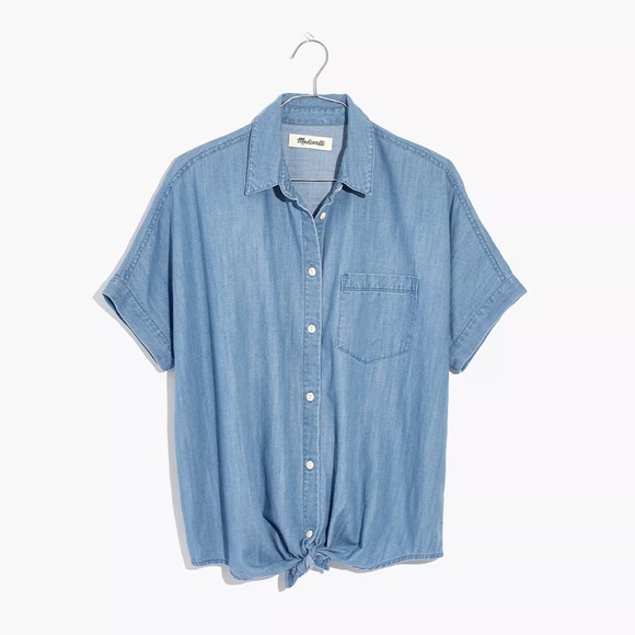 Madewell Denim Short-Sleeve Tie-Front Shirt - Picture 5 of 8